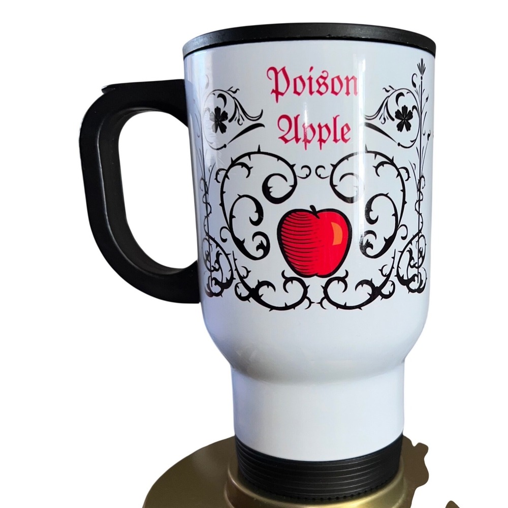 Poison Apple Stainless Steel Travel Mug Gothic White Insulated Tumbler with Lid